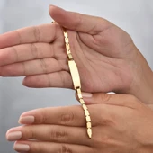 14 Ayar Altın Kaplama Kişiselleştirilmiş Bebek&Çocuk İsim Gümüş Bileklik - BPC00109 thumbnail 1