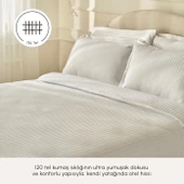 Karaca Home White Collection Vessa 120 Tel %100 Pamuk Saten Çift Kişilik Nevresim Takımı Çizgili Beyaz thumbnail 2