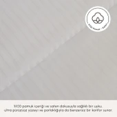 Karaca Home White Collection Vessa 120 Tel %100 Pamuk Saten Çift Kişilik Nevresim Takımı Çizgili Beyaz thumbnail 4