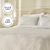Karaca Home White Collection Vessa 120 Tel %100 Pamuk Saten Çift Kişilik Nevresim Takımı Çizgili Beyaz thumbnail 5