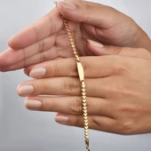 14 Ayar Altın Kaplama Kişiselleştirilmiş Bebek&Çocuk İsim Gümüş Bileklik - BPC00112 thumbnail 4