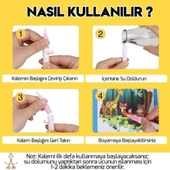 SUALTI OKYANUS Magic Book Eğitici İngilizce Sihirli Boyama Kitap Su Kalemi Water Painting Fun4u Mavi - 6