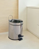 Asma Aparatlı Pedallı Krom Metal 3 Litrelik Çöp Kovası | Şık Hijyenik ve Kullanışlı Tasarım | Otel Buklet Serisi thumbnail 8