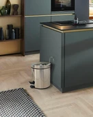 Asma Aparatlı Pedallı Krom Metal 3 Litrelik Çöp Kovası | Şık Hijyenik ve Kullanışlı Tasarım | Otel Buklet Serisi thumbnail 3