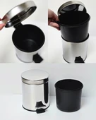 Asma Aparatlı Pedallı Krom Metal 3 Litrelik Çöp Kovası | Şık Hijyenik ve Kullanışlı Tasarım | Otel Buklet Serisi thumbnail 7