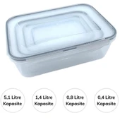 BUFFER® 4lü İç İçe Sızdırmaz Contalı Kilitli Kapaklı Plastik Erzak Saklama Kapları LC315 thumbnail 2