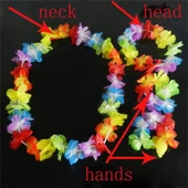 Rengarenk Hawaii Kolye Taç Bileklik Seti 4 Parça thumbnail 3