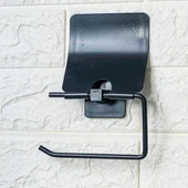 BUFFER® Kendiliğinden Yapışkanlı Siyah Paslanmaz Metal Kapaklı Tuvalet Kağıtlığı Aparatı thumbnail 2