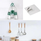 BUFFER® Süper Güçlü Yapışkanlı Suya Dayanıklı Şeffaf Askı 5li Set Yeniden Kullanılabilir Kancalar thumbnail 8