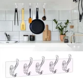 BUFFER® 5'li Güçlü Yapışkanlı Şeffaf Duvar Askısı Banyo Mutfak Düzenleyici Pratik Askılık thumbnail 1