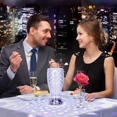 BUFFER® Balık Süzgeç Model USB Şarjlı Kumandalı 16Farklı Işık Modlu Masa Üstü Kristal Akrilik Led thumbnail 4