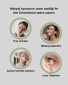 Duvara Monte Led Işıklı Krom Makyaj Aynası | Zoom Özellikli Premium Kozmetik Ayna | Ayarlanabilir Tasarım | Otel Buklet Serisi - 8