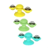 BUFFER® Pet Malzemeleri Vantuzlu Fırıldak Toplu Dönen Şeffaf Depo Tasarım İnteraktif Kedi Oyuncağı thumbnail 7