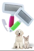 BUFFER® Kedi Köpek Telli Küçük Boy Tüy Bakım Seti Evcil Hayvan Tarama Fırçası thumbnail 7