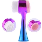 BUFFER® Çift İşlevli Renkli Cilt Yüz Temizleme Fırçası Peeling Masaj Etkili Gözenek Temizleyici Alet thumbnail 7