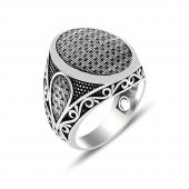 Hasır Desenli Oval 925 Ayar Gümüş Yüzük thumbnail 3