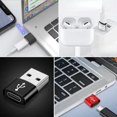 BUFFER® USB'den TYPE-C 'ye Dönüştürücü Adaptör Veri Aktarımı Sağlayıcı Şarj Data Çevirici thumbnail 4