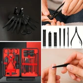 BUFFER® 24 Parça Kendiliğinden Deri Çantalı Seyahat Tipi Manikür Pedikür Seti thumbnail 5