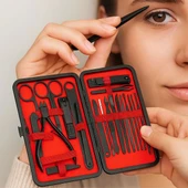 BUFFER® 24 Parça Kendiliğinden Deri Çantalı Seyahat Tipi Manikür Pedikür Seti thumbnail 2