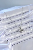 316L Çelik Gümüş Renk Zirkon Taşlı Kalp Model Kadın Kolye - TJ-BKO7627 thumbnail 2
