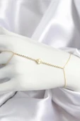 Pirinç Zirkon Taşlı Yonca Model Gold Renk Şahmeran - 1