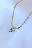 316L Çelik Gold Renk İtalyan Zincir Model Kristal Deniz Yıldız Model Kadın Kolye - TJ-BKO7492 thumbnail 2