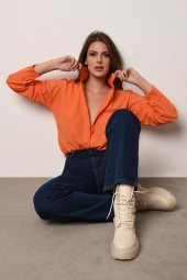 Kadın Oversize Poplin Gömlek - 4