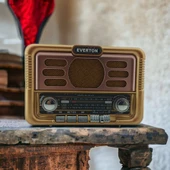 Nostaljik Görünümlü USB SD AUX Bluetooth Destekli Şarjlı Radyo RT-671 thumbnail 1