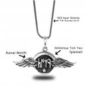 Kartal Kanatlı Ay Yıldız 60 cm 925 Gümüş Kolye - 2