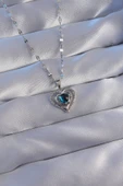 316L Çelik Zincir Gümüş Renk Zirkon Taşlı Kalp Figürlü Gezegen Kolye - TJ-BKO8825 thumbnail 1