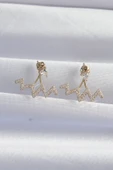 Pirinç Gold Renk Zirkon Taşlı Zikzak Küpe - TJ-BKP9303 thumbnail 2