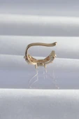 Pirinç Gold Renk Zirkon Taş Kaplama Earcuff Küpe - TJ-BKP9337 thumbnail 2