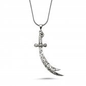 Zülfikar Kılınç Özel İşleme Hz.Ali 60 cm 925 Gümüş Kolye - 1