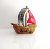Orta Boy Gemi Biblo Türk Bayraklı Ev Masa Üstü Figür Obje Seramik - 1