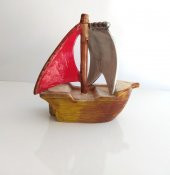 Orta Boy Gemi Biblo Türk Bayraklı Ev Masa Üstü Figür Obje Seramik - 2