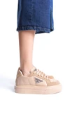 PRAG Bağcıklı Ortopedik Taban Desenli Kadın Sneaker Spor Ayakkabı CTT - Ten - 2