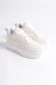 ALESSI Bağcıklı Ortopedik Taban Kadın Sneaker Spor Ayakkabı CBT - Kırık Beyaz - 4
