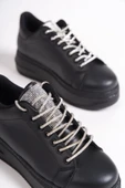 DELLA Bağcıklı Ortopedik Taban Taşlı Kadın Sneaker Spor Ayakkabı  CST - Siyah - 5