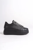 DELLA Bağcıklı Ortopedik Taban Taşlı Kadın Sneaker Spor Ayakkabı  CST - Siyah - 6