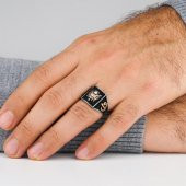 Osmanlı Devlet Armalı Elif Vav Detaylı 925 Ayar Gümüş Yüzük thumbnail 2