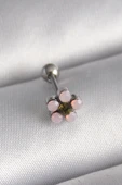 316L Çelik Gümüş Renk Zirkon Taşlı Çiçek Tragus Piercing - TJ-PR1277 thumbnail 1