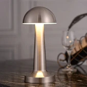 BUFFER® Mantar Model Silver Renk Şarjlı Dokunmatik 3 Renkli LED Masa Lambası - 1