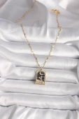 316L Çelik Gold Renk Zirkon Taşlı Ay Figürlü Tarot Model Kadın Kolye - TJ-BKO9686 thumbnail 2