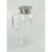 1500 ml Borosilikat Cam Su Sürahisi - Metal Kapaklı ve Isıya Dayanıklı thumbnail 2