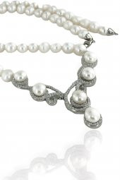 Gösterişli Üst Kalite İnci Gerdanlık 925 Gümüş Kolye - 3