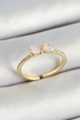 Pirinç Fiyonk Figürlü Zirkon Taşlı Gold Renk Ayarlanabilir Kadın Yüzük - TJ-BYK3772 - 1