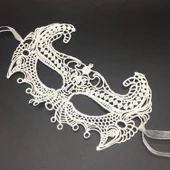 Beyaz Renk Dantel Kesim Balo Maskesi thumbnail 2