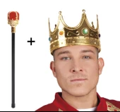 Altın Kral Tacı ve Kırmızı Topuzlu Asası Seti thumbnail 2