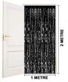 Siyah Ekstra Metalize Parlak Saçaklı Arka Fon Perde thumbnail 4