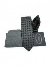 Brianze Gri Motif  Desen Kravat Mendil Çorap Hediyelik Set - 2